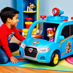 A diverse group of cheerful children, fully clothed in modest, comfortable attire, actively playing with advanced, interactive Paw Patrol toys. The scene features a large, transforming Paw Patrol vehicle with intricate details and a multi-level headquarters playset with functional parts and subtle lights. They are engaged in imaginative rescue scenarios in a modern, brightly lit play area with colorful rugs. Perfect anatomy, correct proportions, well-formed hands, proper finger count, natural body proportions, natural pose. Professional photography, high-quality, vibrant colors, safe for work, appropriate content, fully clothed, family-friendly.