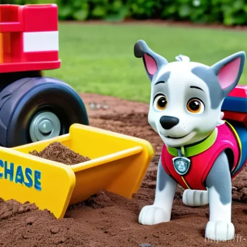 퍼피구조대와 유아 교육의 접점 - **"Teamwork and Innovation in Adventure Bay"**: An vibrant, wide-angle illustration of the Paw Patro...